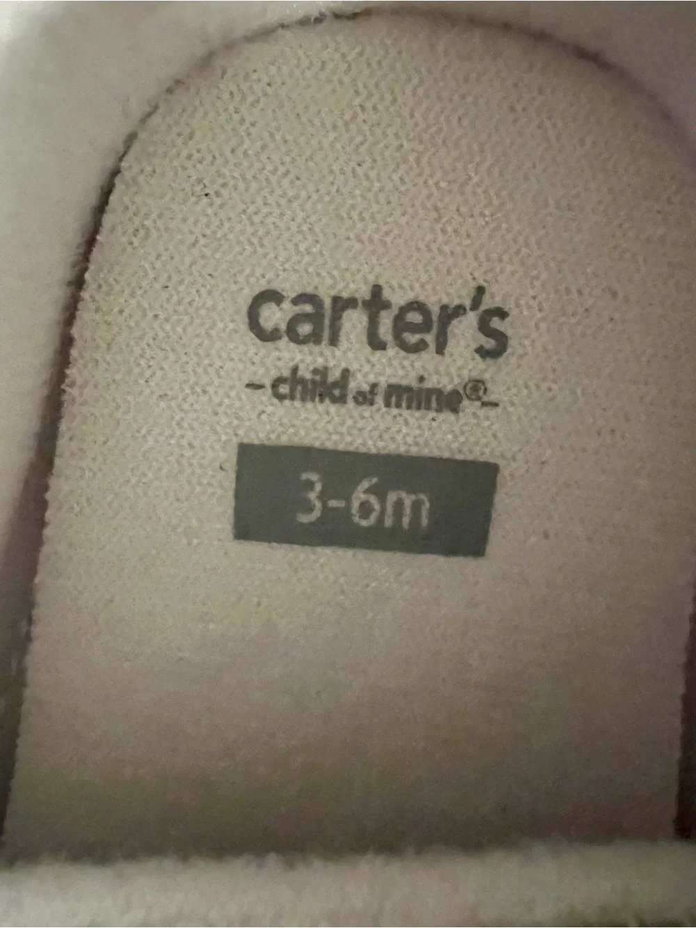 Carter's Floral Baby Shoes with Pink Flower Accent. Size 3-6 mo